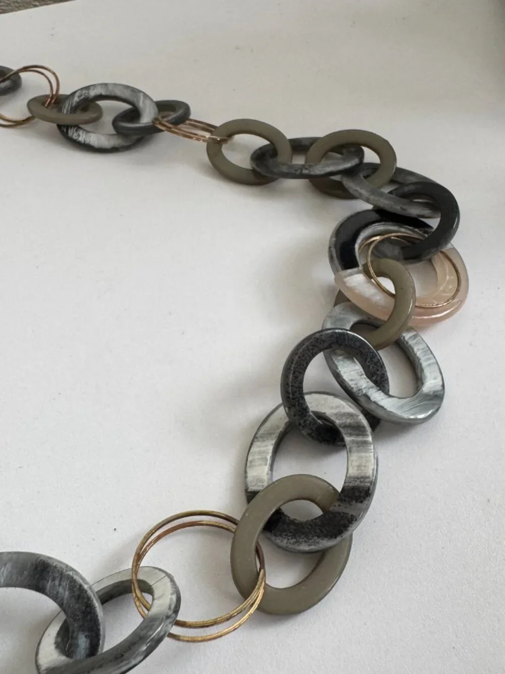 Rush by Denis & Charles Statement Link Necklace Gray Taupe Acrylic Resin Chunky